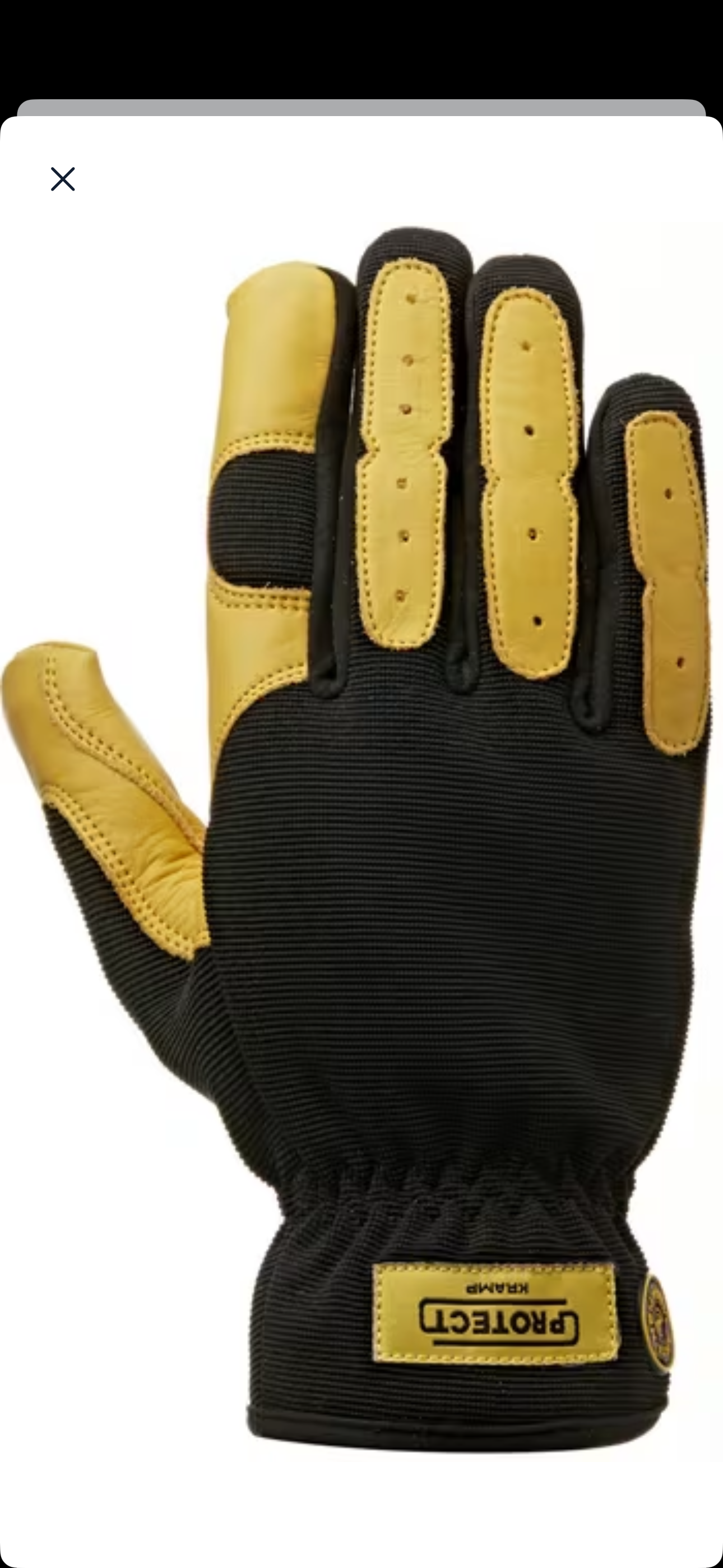 Work gloves black-yellow leather/Ethylene-vinyl acetate/Spandex size 10/XL Protect by Kramp
