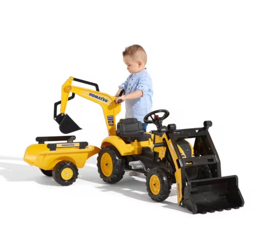 Komatsu Pedal backhoe with front loader and trailer