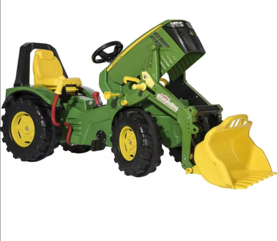 Pedal tractor with front loader, John Deere 8400R with brake and gears, from age 3, rollyX-Trac by Rolly Toys