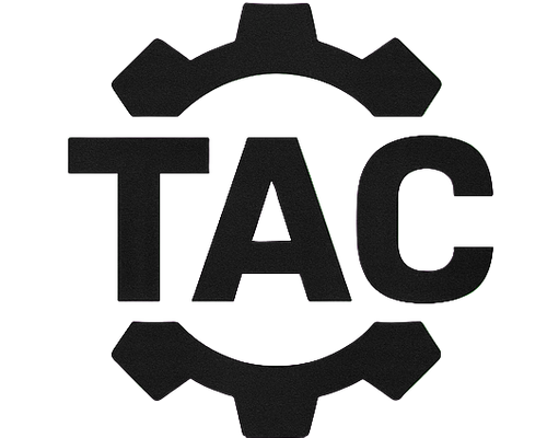 TAC Engineering logo with gear design on a white background